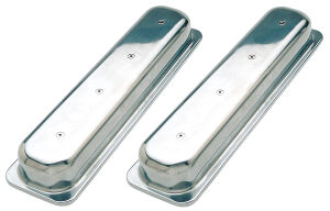 Polished Aluminum Valve Covers; SHORT; 1987 & up SB CHEVROLET- Plain (no holes)