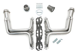 SILVER LONG-TUBE HEADERS FOR 1955-66 GM 2WD TRUCKS; SB CHEVY 283-400