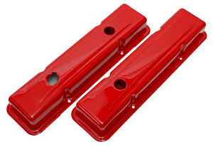 O.E.M. REPRODUCTION Valve Covers; SHORT; 78-86 SB Chevy 305-350- RED