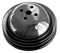 WATER PUMP Pulley; 2 Groove; CHEVY BB (65-68); SHORT Water Pump-ASPHALT BLACK