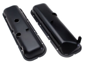 O.E.-STYLE Valve Covers; Short; 65-72 BB Chevy (recess corner)-ASPHALT BLACK