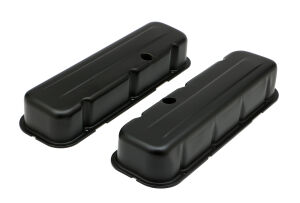 CHEVY 396-502 TALL ASPHALT BLACK POWDER COATED BAFFLED VALVE COVERS
