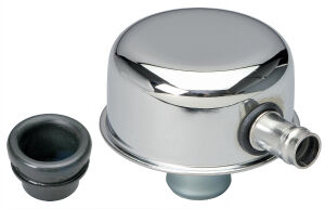 PUSH-IN Style Breather Cap w/TUBE and Grommet; 2-3/4 in. Overall Diameter-CHROME