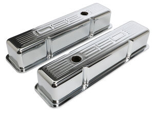 350 C.I.D. Logo Design Valve Covers; TALL; 1958-1986 SB Chevy 350-CHROME