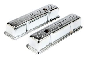 327 C.I.D. Logo Design Valve Covers; TALL; 1958-1986 SB Chevy 327-CHROME
